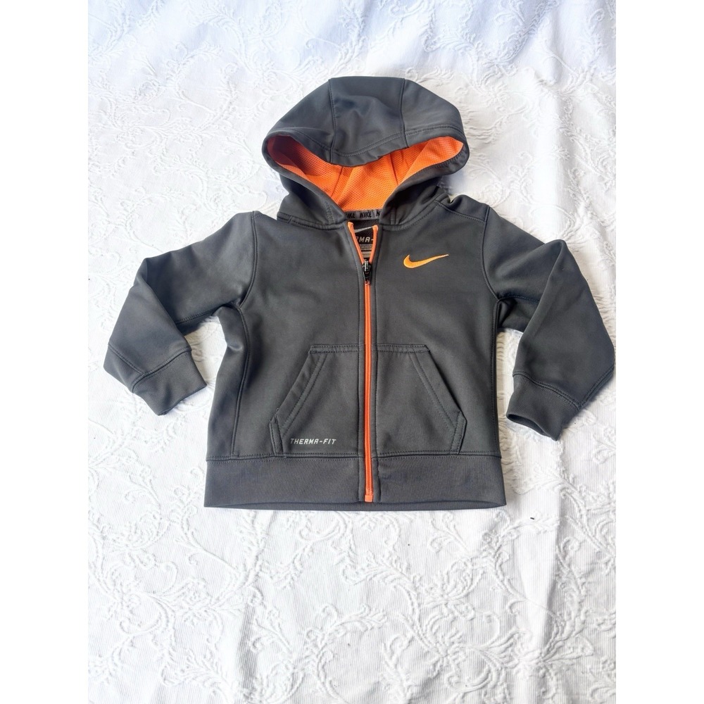 Nike Thermafit Zip Hoodie Orange Grey 2T Toddler Orange Grey